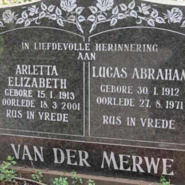 MERWE Lucas Abraham, van der 1912-1971 &amp; Arletta Elizabeth 1913-2001
