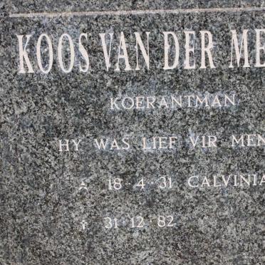 MERWE Koos, van der 1931-1982