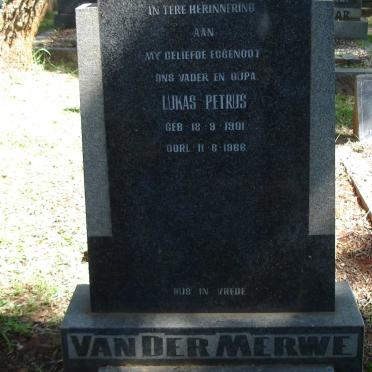 MERWE Lukas Petrus, van der 1901-1966