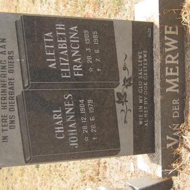 MERWE Charl Johannes, van der 1904-1979 &amp; Aletta Elizabeth Francina 1909-1985