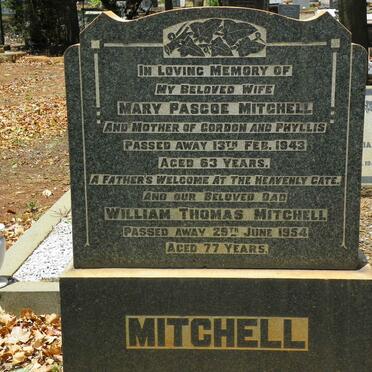 MITCHELL William Thomas -1954 &amp; Mary Pascoe -1943