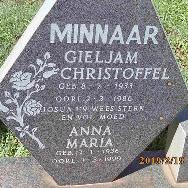 MINNAAR Gieljam Christoffel 1933-1986 &amp; Anna Maria 1936-1999