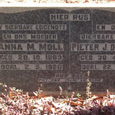 MOLL Pieter J. de V. 1880-1971 &amp; Anna M. 1883-1960
