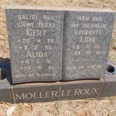 MOLLER Gert 1928-1968 &amp; Alida 1931-1981 :: LE ROUX Lida 1931-1981
