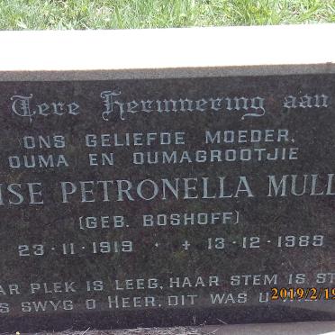 MULLER Louise Petronella nee BOSHOFF 1919-1989