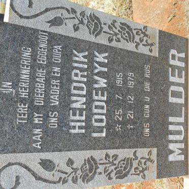 MULDER Hendrik Lodewyk 1915-1979