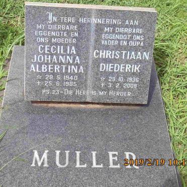 MULLER Christiaan Diederik 1936-2008 &amp; Cecilia Johanna Albertina 1940-1985