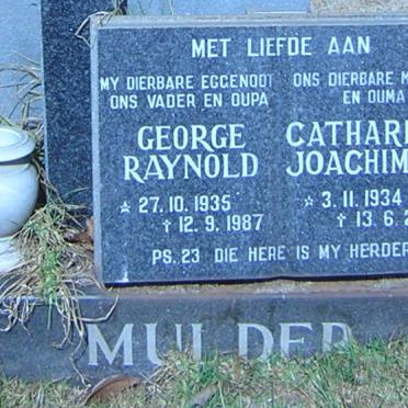 MULDER George Raynold 1935-1987 &amp; Catharina Joachimina 1934-2001