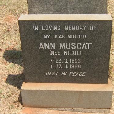 MUSCAT Ann nee NICOL 1893-1969