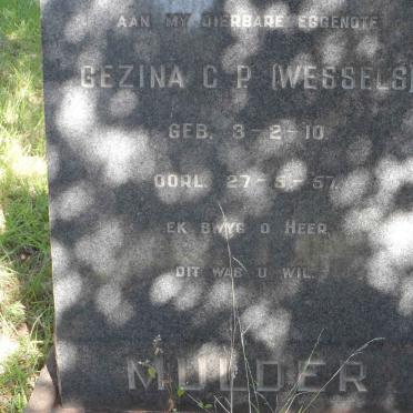 MULDER Gezina C.P. nee WESSELS 1910-1957
