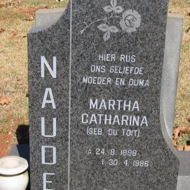 NAUDE Martha Catharina nee DU TOIT 1898-1986