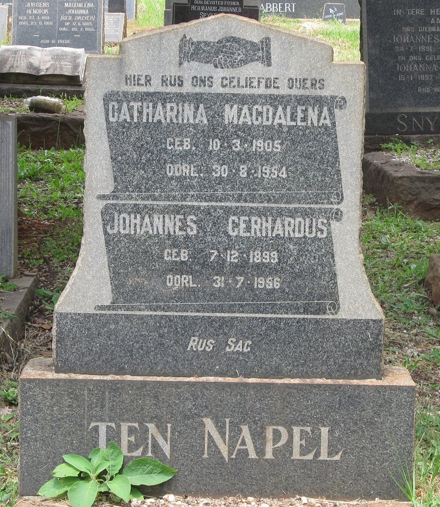 NAPEL Johannes Gerhardus, ten 1899-1956 &amp; Catharina Magdalena 1905-1954