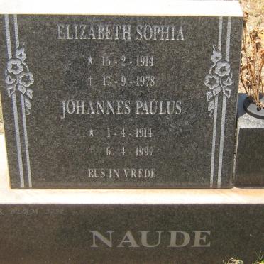 NAUDE Johannes Paulus 1914-1997 &amp; Elizabeth Sophia 1914-1978