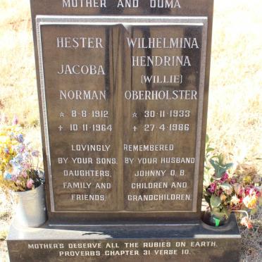 NORMAN Hester Jacoba 1912-1964 :: OBERHOLSTER Wilhelmina Hendrina 1933-1986
