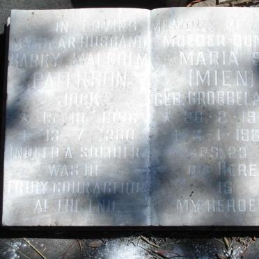 PATERSON Harry Malcolm 1906-1980 &amp; Maria S. GROBBELAAR 1908-1989