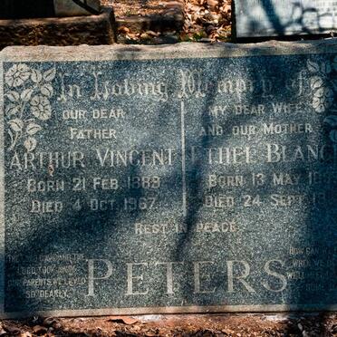 PETERS Arthur Vincent 1889-1967 &amp; Ethel Blanche 1897-1953