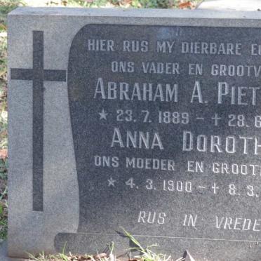 PIETERSE Abraham A. 1889-1970 &amp; Anna Dorothea 1900-1986