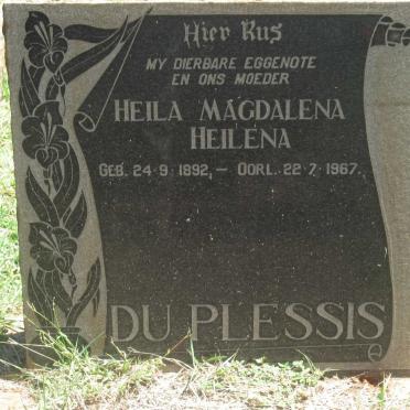 PLESSIS Heila Magdalena Heilena, du 1892-1967