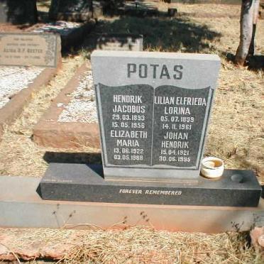 POTAS Hendrik Jacobus 1893-1956 &amp; Lilian Elfrieda Lorina 1899-1961 :: POTAS Elizabeth Maria 1922-1988 :: POTAS Johan Hendrik