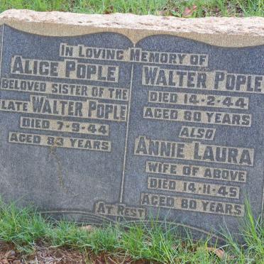POPLE Walter -1944 &amp; Annie Laura -1945 :: POPLE Alice -1944
