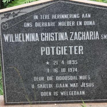 POTGIETER Wilhelmina Chistina Zacharia nee SWANEPOEL 1895-1974
