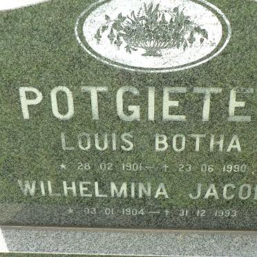 POTGIETER Louis Botha 1901-1990 &amp; Wilhelmina Jacoba 1904-1993