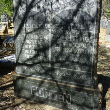 PORTER Magdalena Elizabeth nee PIENAAR 1884-1977 :: PORTER James Christian 1921-1945