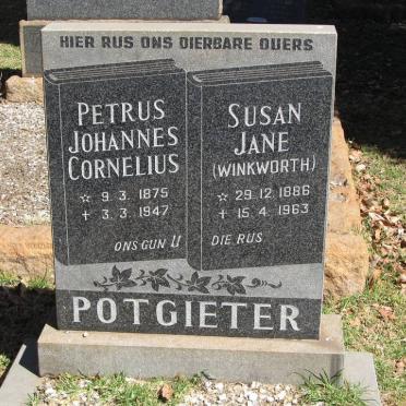 POTGIETER Petrus Johannes Cornelius 1875-1947 &amp; Susan Jane WINKWORTH 1886-1963