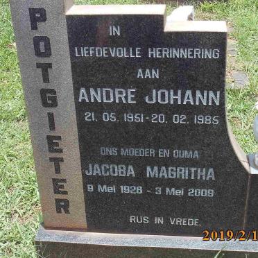 POTGIETER Jacoba Magritha 1926-2009 :: POTGIETER Andre Johann 1951-1985