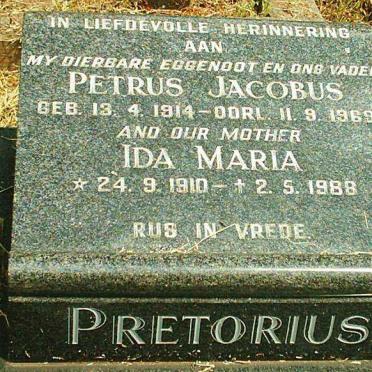 PRETORIUS Petrus Jacobus 1914-1969 &amp; Ida Maria 1910-1988