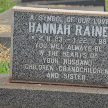 RAINEY Hannah 1923-1988