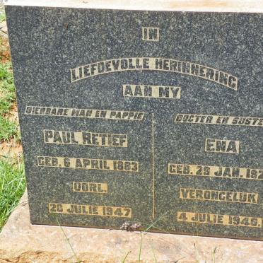 RETIEF Paul 1883-1947 :: RETIEF Ena 1927-1948