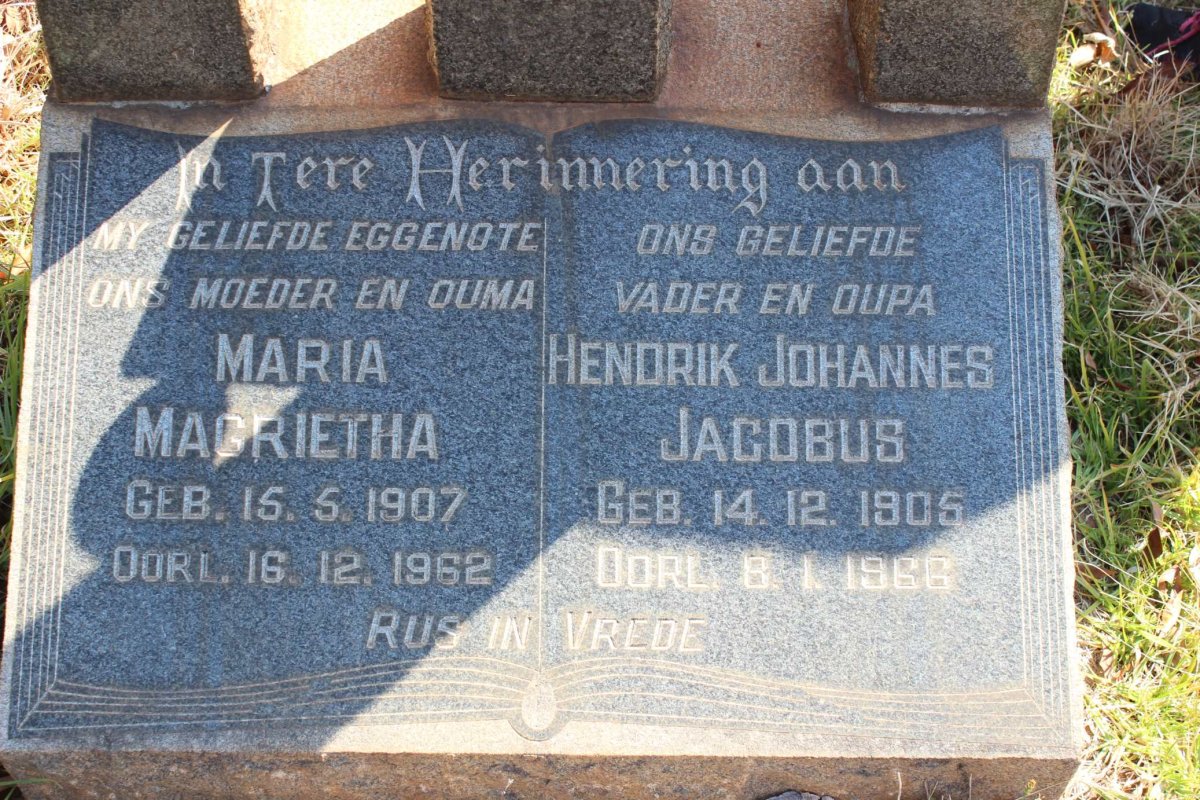 REYNDERS Hendrik Johannes Jacobus 1905-1966 & Maria Magrietha 1907-1962