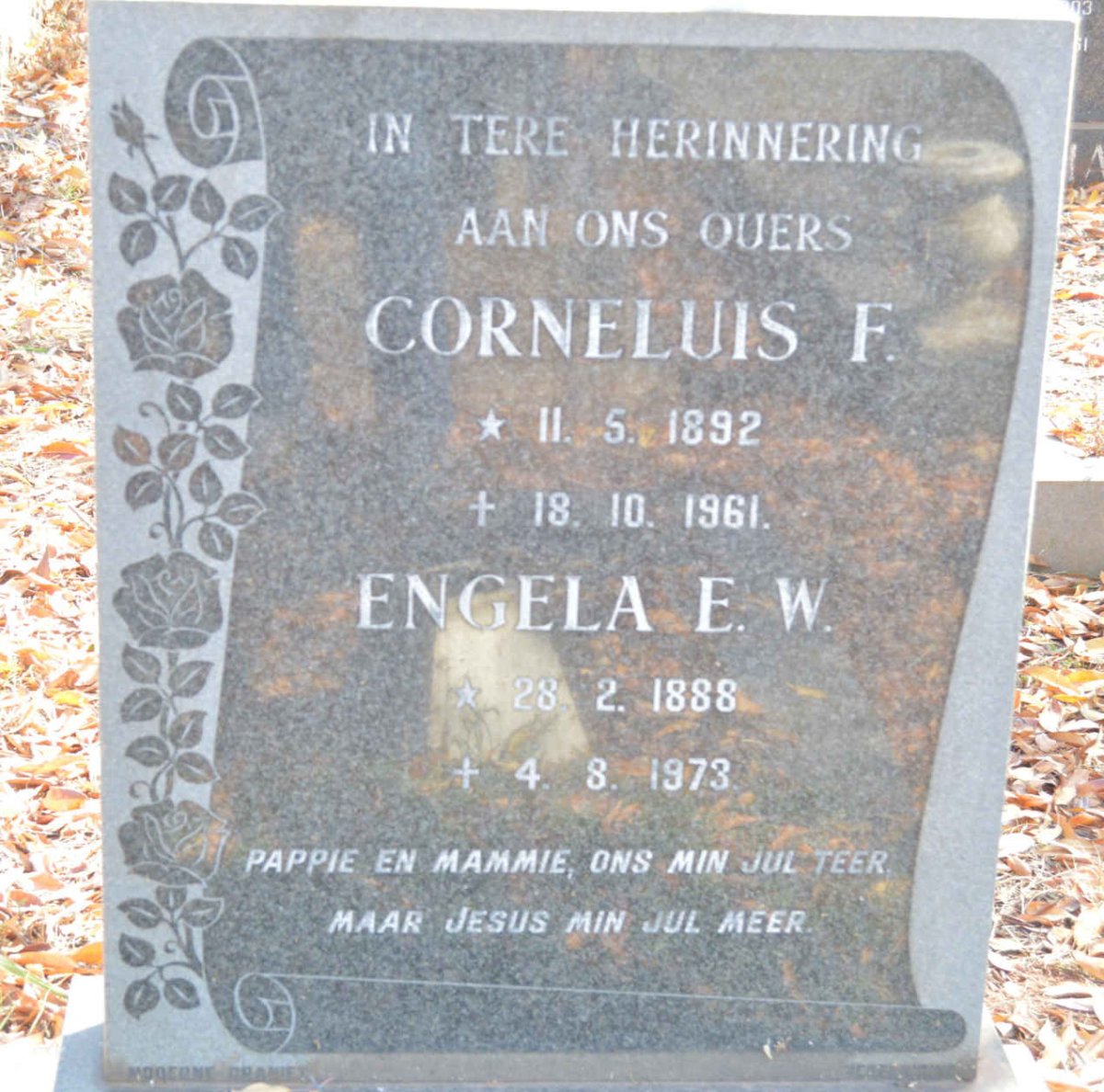 ROOS Corneluis F. 1892-1961 & Engela E.W. 1888-1973