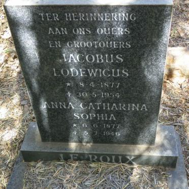 ROUX Jacobus Lodewicus, le 1877-1954 &amp; Anna Catharina Sophia 1877-1946