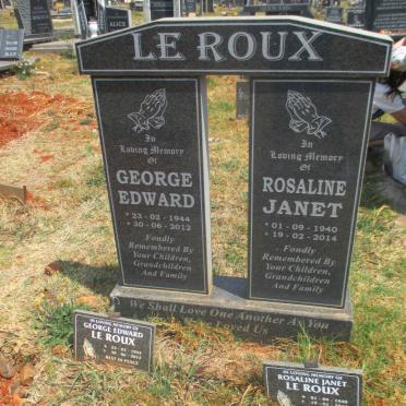 ROUX George Edward, le 1944-2012 &amp; Rosaline Janet 1940-2014