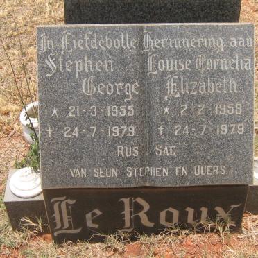 ROUX Stephen George, le 1955-1979 &amp; Louise Cornelia Elizabeth 1958-1979
