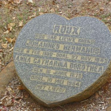 ROUX Johannes Hermanus 1880-1942 &amp; Anna Catharina Dorothea 1878-1954