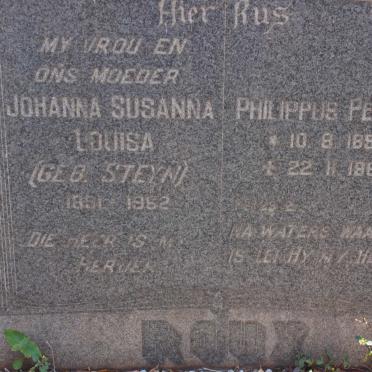 ROUX Philippus Petrus 1895-1964 &amp; Johanna Susanna Louisa STEYN 1891-1962