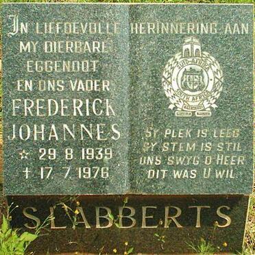 SLABBERTS Frederick Johannes 1939-1976