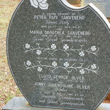 SANVENERO Peter 1869-1944 &amp; Maria Dorothea 1886-1961 :: OLVER Lloyd George 1917-1975 &amp; Jenny Gwendoline 1922-1981
