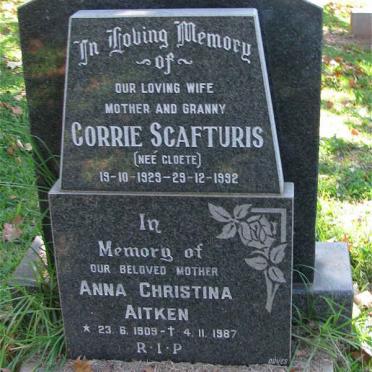 SCAFTURIS Corrie nee CLOETE 1929-1992 :: AITKEN Anna Christina 1909-1987