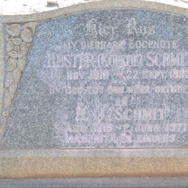 SCHMIT B.J. 1913-1977 &amp; Hester 1918-1963