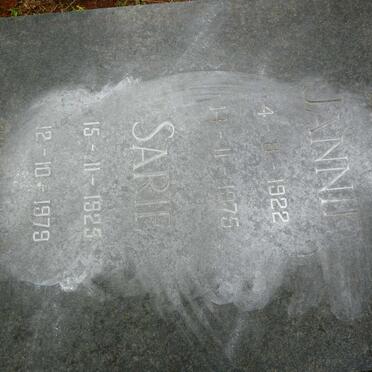 SCHEEPERS Jannie 1922-1975 &amp; Sarie 1929-1979