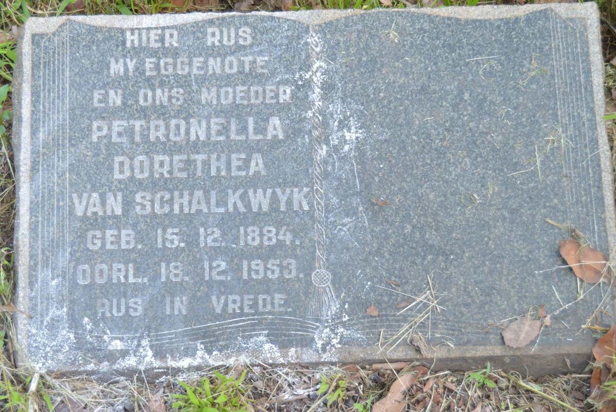 SCHALKWYK Petronella Dorethea, van 1884-1953