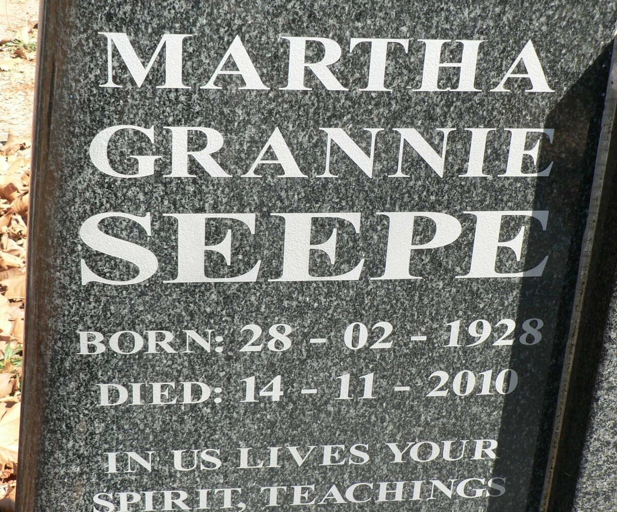 SEEPE Martha Grannie 1928-2010