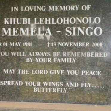 SINGO Khubi Lehlohonolo, MEMELA 1981-2000