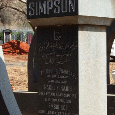 SIMPSON Nachlie Habib 1877-1961 &amp; Embourci 1888-1957