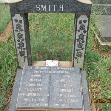 SMITH Jurgens Hendrik Johannes 1899-1963 & Martha Magdalena Elizabeth 1901-1948
