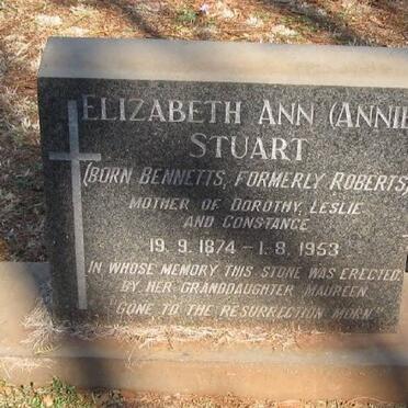 STUART Elizabeth Ann formerly ROBERTS nee BENNETTS 1874-1953